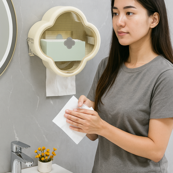Dispensador de Papel Higiénico de Pared – Diseño Flor de Trébol