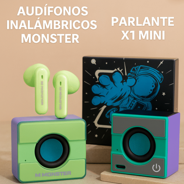 🎧🔊 PACK TECH – Audífonos Monster + Parlante X1 Mini
